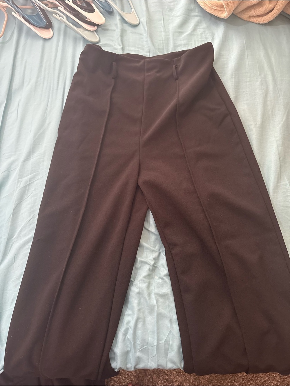 SHEIN Chocolate Brown High-Waist Wide Leg Trousers